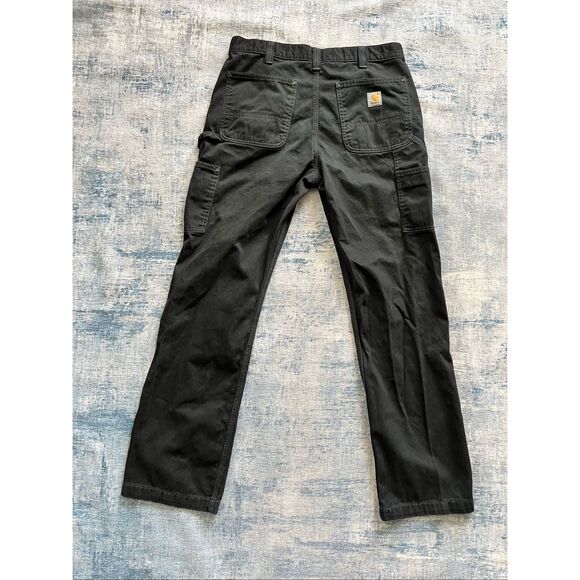 Carhartt Black Relaxed Straight Twill Dungaree Carpenter Pants 34 x 32 - Picture 2 of 7
